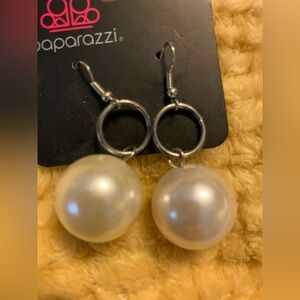 Large Pearl Earrings with silver rings. NWT. So cute.